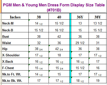PGM Men and Young Men Dress Form Mannequin